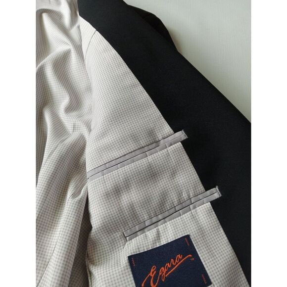Egara Solid Black Skinny Fit Stretch Suit Jacket Blazer Men's Size 38 Regular - Picture 8 of 12